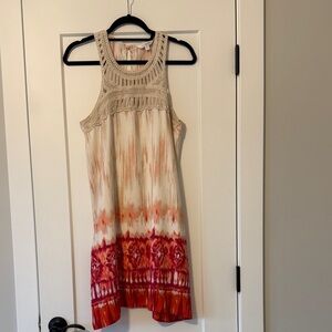 Charming Charlie pink,cream and fuschia Tie-Dye Dress